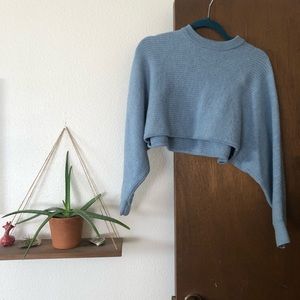 Blue Dolman Cropped Sweater